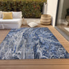 3' X 5' Denim Blue And Navy Blue Abstract Washable Indoor Outdoor Area Rug