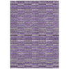 9' X 12' Purple And Lavender Striped Washable Indoor Outdoor Area Rug