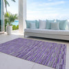 9' X 12' Purple And Lavender Striped Washable Indoor Outdoor Area Rug