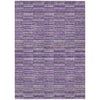 9' X 12' Purple And Lavender Striped Washable Indoor Outdoor Area Rug