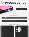 iPhone 11 Case Wallet with RFID Blocking, Card Slots, Magnetic Closure, and Shockproof TPU Interior - Black PU Leather Flip Cover (2019, 6.1 Inch)