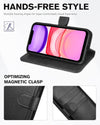 iPhone 11 Case Wallet with RFID Blocking, Card Slots, Magnetic Closure, and Shockproof TPU Interior - Black PU Leather Flip Cover (2019, 6.1 Inch)