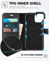 iPhone 11 Case Wallet with RFID Blocking, Card Slots, Magnetic Closure, and Shockproof TPU Interior - Black PU Leather Flip Cover (2019, 6.1 Inch)