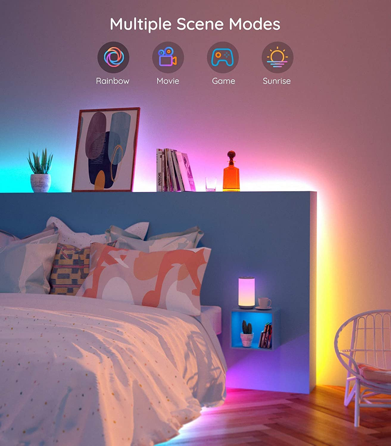 16.4Ft RGBIC LED Strip Lights with WiFi Connectivity, Segmented Color Control, Compatible with Alexa and Google Assistant, Music Sync LED Lighting for Bedroom, Kitchen, and Holiday Celebrations