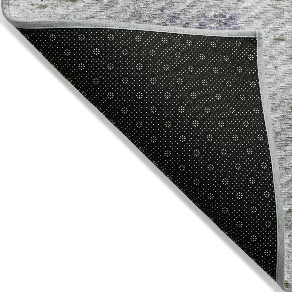 3' X 5' Olive Green And Gray Abstract Washable Indoor Outdoor Area Rug