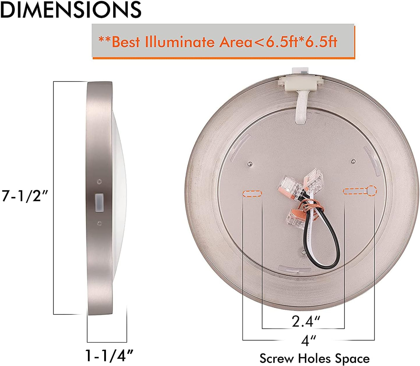7.5-Inch Adjustable 3-Color LED Mini Flush Mount Ceiling Light, 3000K/4000K/5000K, 120V, 12W, 840LM, CRI 90+, Brushed Nickel Finish