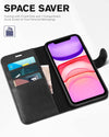 iPhone 11 Case Wallet with RFID Blocking, Card Slots, Magnetic Closure, and Shockproof TPU Interior - Black PU Leather Flip Cover (2019, 6.1 Inch)